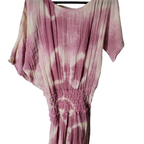 JENS PIRATE BOOTY TYE DYE LAPIS MAXI DRESS GUAZY BOHO MEDIUM/LARGE PINK WHITE - Picture 8 of 9